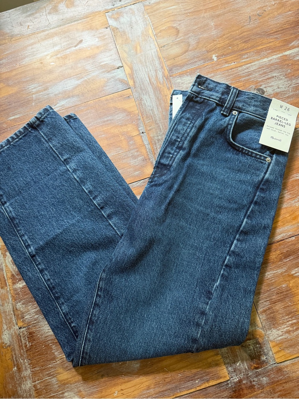 Madewell Dark Blue barrel leg Jeans